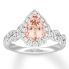 Thumbnail Image 4 of Neil Lane Morganite Engagement Ring 3/4 ct tw Pear & Round-cut 14K White Gold