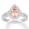 Neil Lane Morganite Engagement Ring 3/4 ct tw Pear & Round-cut 14K White Gold