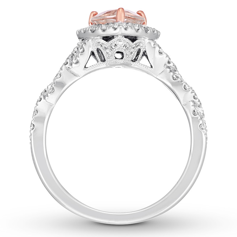 Main Image 5 of Neil Lane Morganite Engagement Ring 3/4 ct tw Pear & Round-cut 14K White Gold