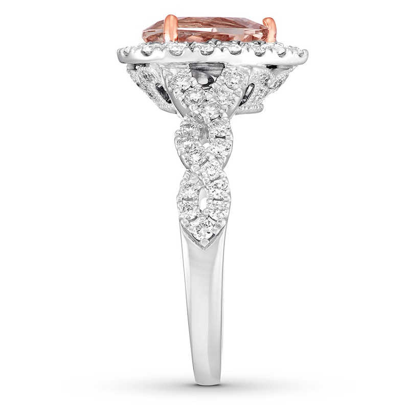 Main Image 6 of Neil Lane Morganite Engagement Ring 3/4 ct tw Pear & Round-cut 14K White Gold