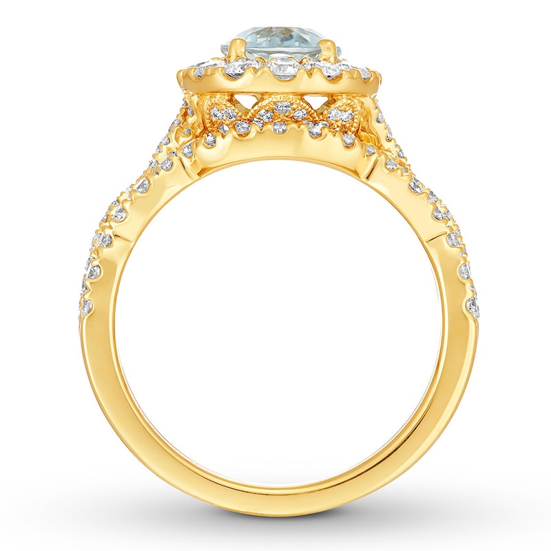 Main Image 2 of Neil Lane Aquamarine Bridal Set 1 cttw Diamonds 14K Yellow Gold