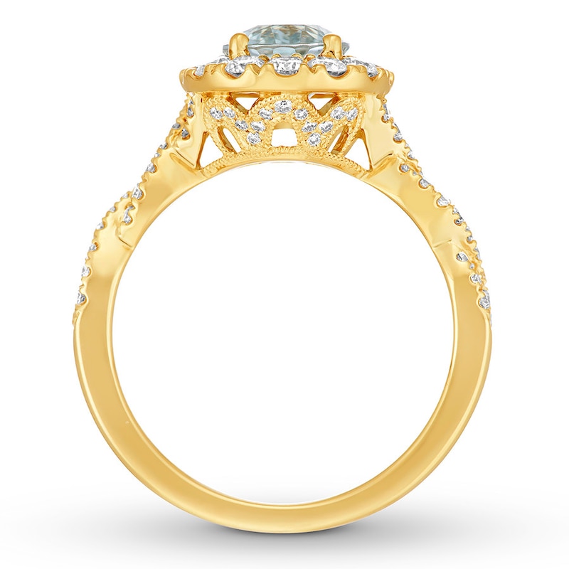 Main Image 5 of Neil Lane Aquamarine Engagement Ring 3/4 cttw Diamonds 14K Yellow Gold