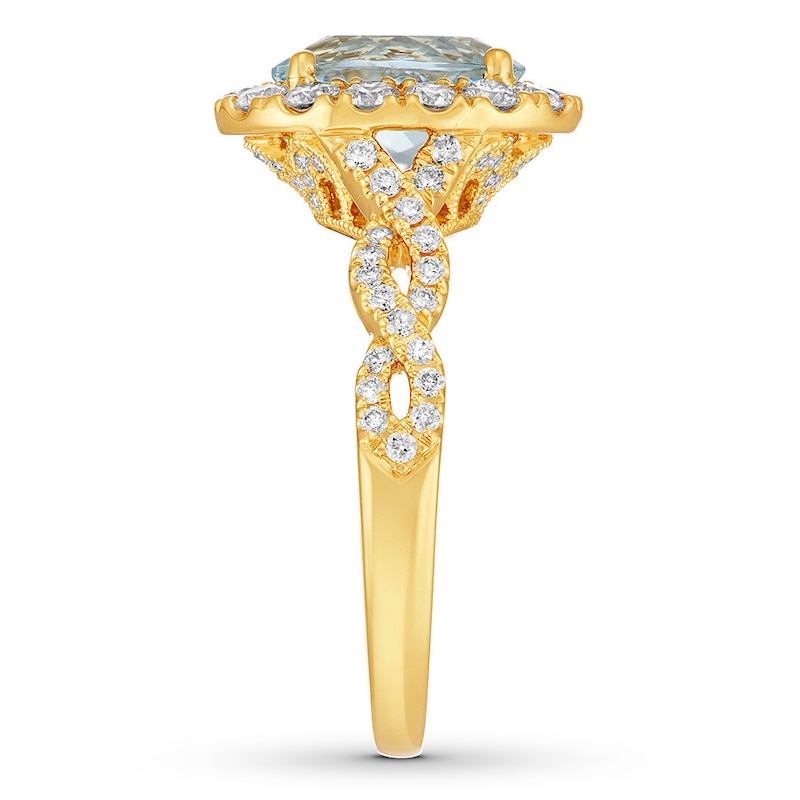 Main Image 6 of Neil Lane Aquamarine Engagement Ring 3/4 cttw Diamonds 14K Yellow Gold