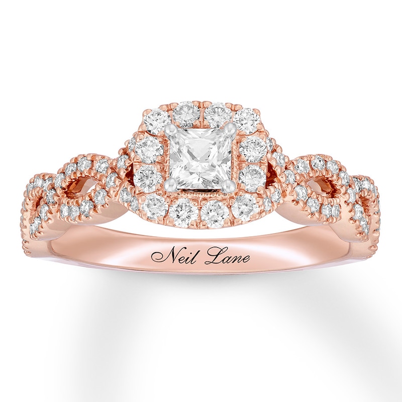 Main Image 1 of Neil Lane Engagement Ring 5/8 ct tw Princess-cut 14K Rose Gold