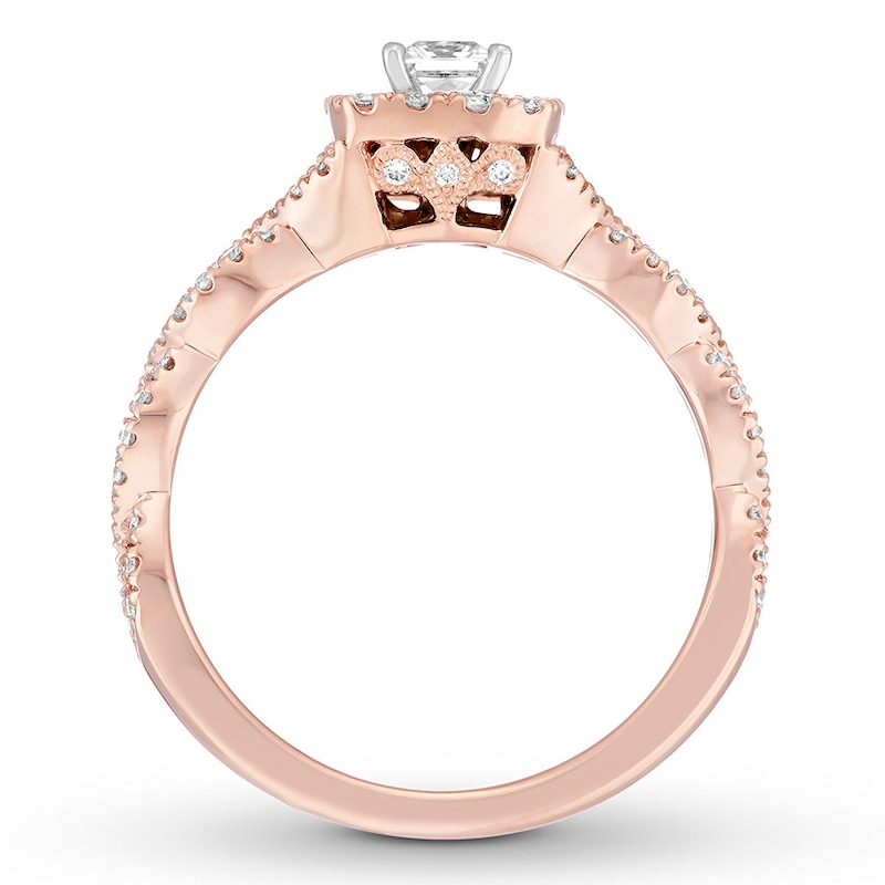 Main Image 2 of Neil Lane Engagement Ring 5/8 ct tw Princess-cut 14K Rose Gold