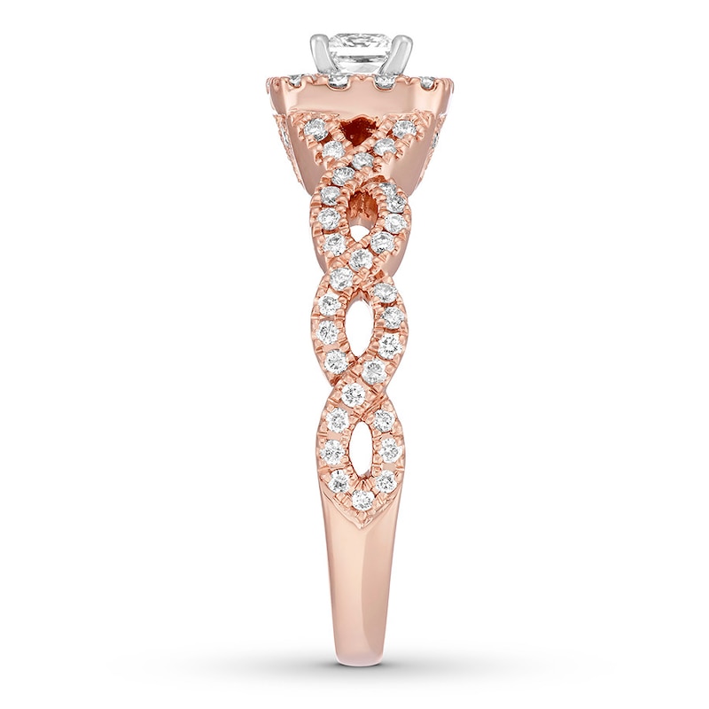 Main Image 3 of Neil Lane Engagement Ring 5/8 ct tw Princess-cut 14K Rose Gold