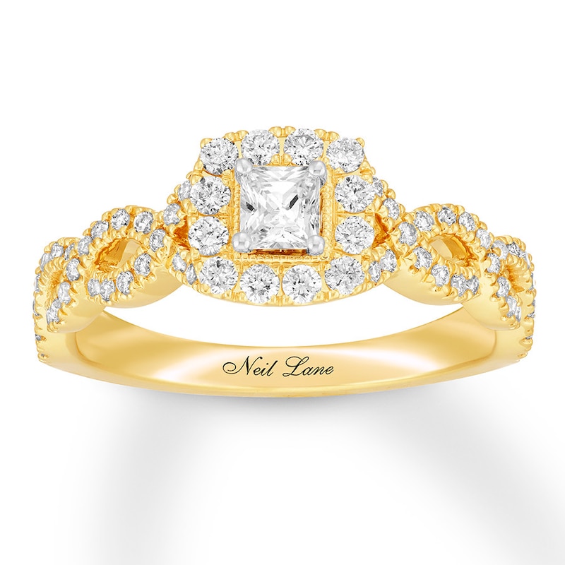 Main Image 1 of Neil Lane Engagement Ring 5/8 cttw Princess-cut 14K Yellow Gold