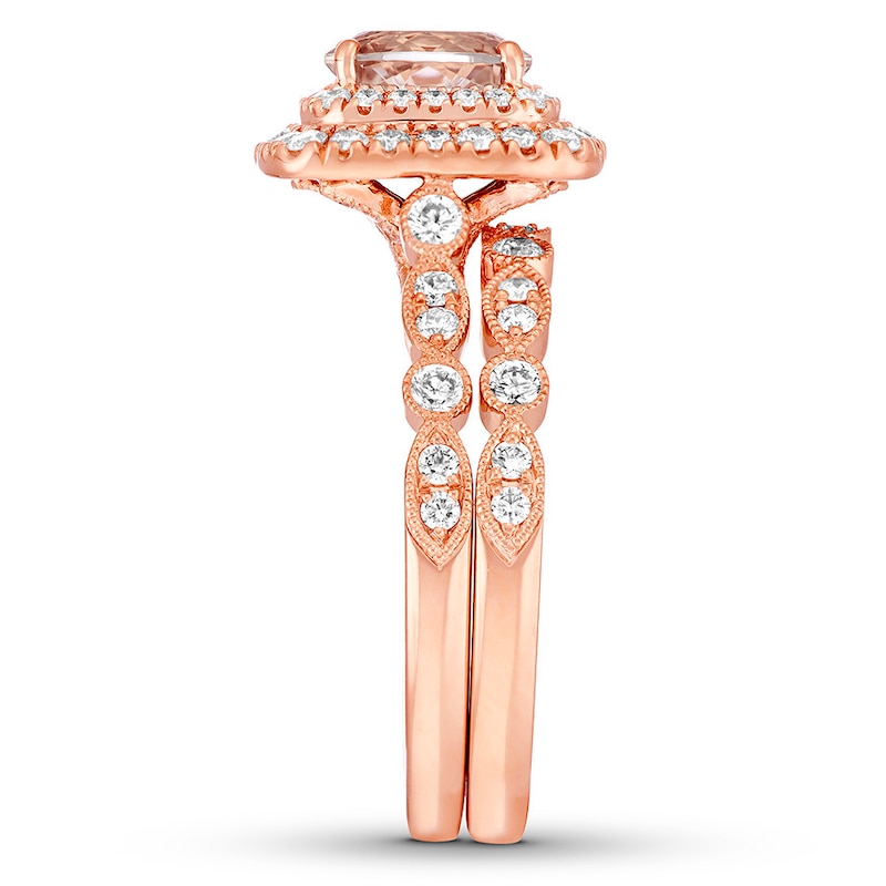 Main Image 3 of Neil Lane Morganite Bridal Set 3/4 ct tw Diamonds 14K Rose Gold