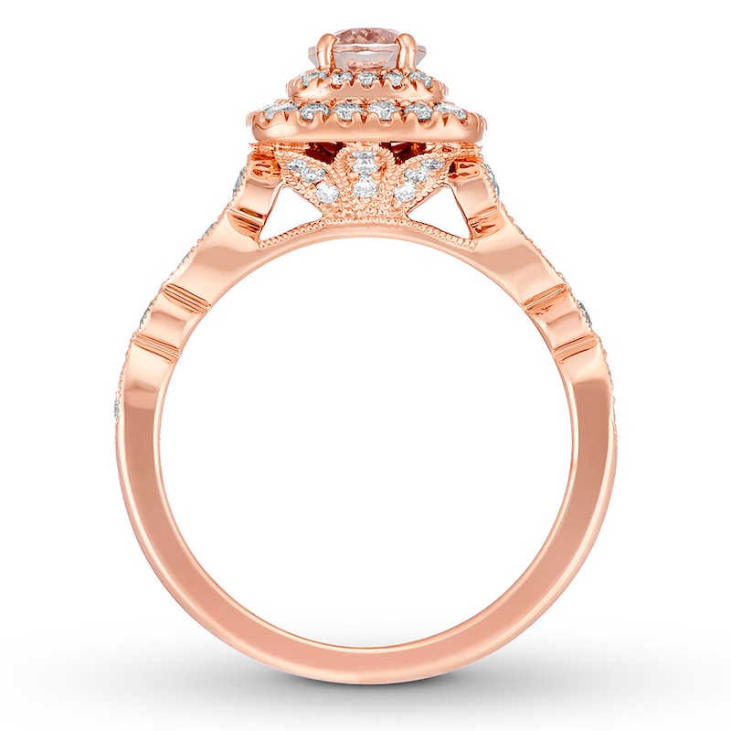 Neil Lane Oval Morganite Engagement Ring 5/8 ct tw Diamonds 14K Rose Gold