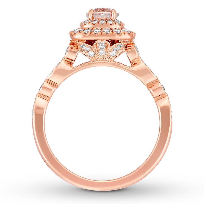 Main Image 2 of Neil Lane Oval Morganite Engagement Ring 5/8 ct tw Diamonds 14K Rose Gold