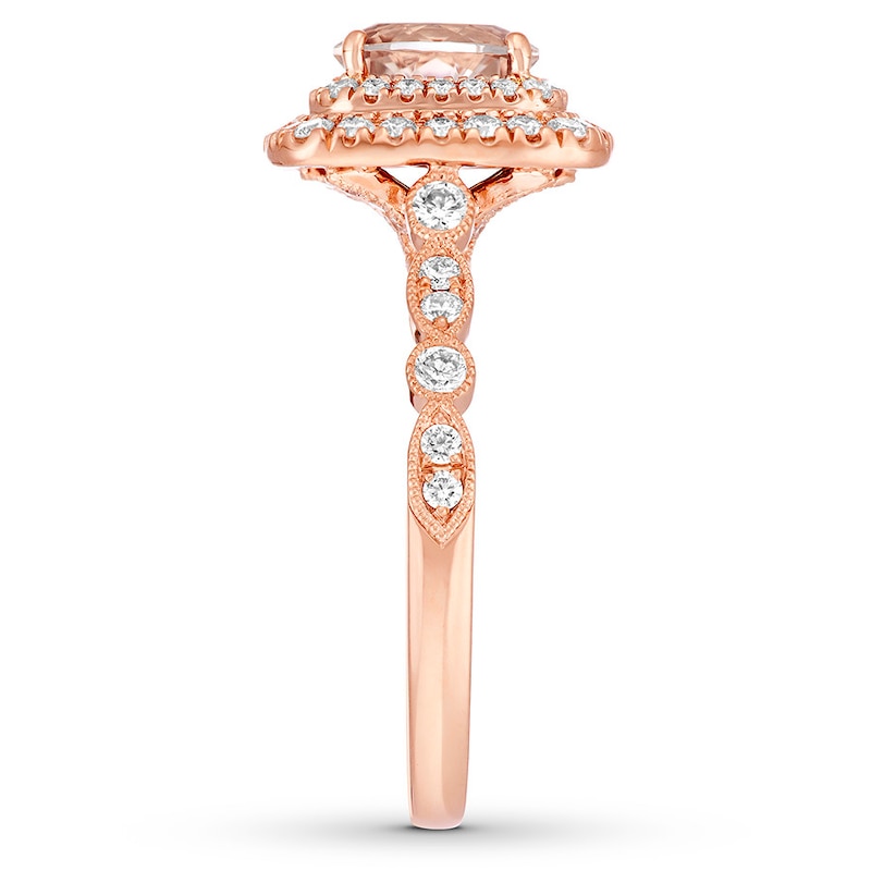 Main Image 3 of Neil Lane Oval Morganite Engagement Ring 5/8 ct tw Diamonds 14K Rose Gold