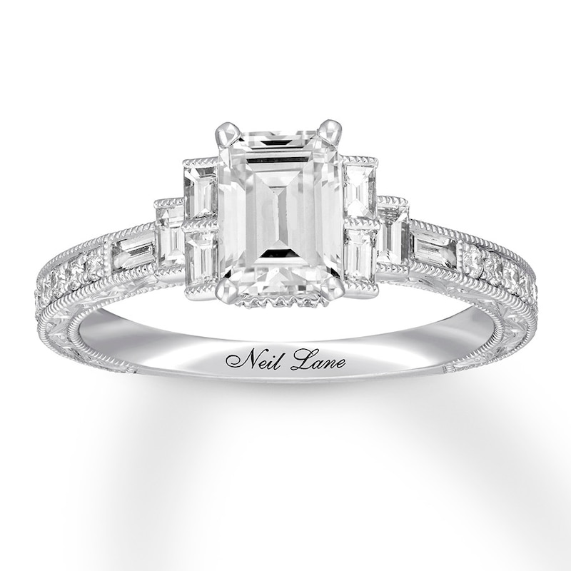 Main Image 1 of Neil Lane Emerald-cut Diamond Engagement Ring 1-3/8 ct tw 14K White Gold