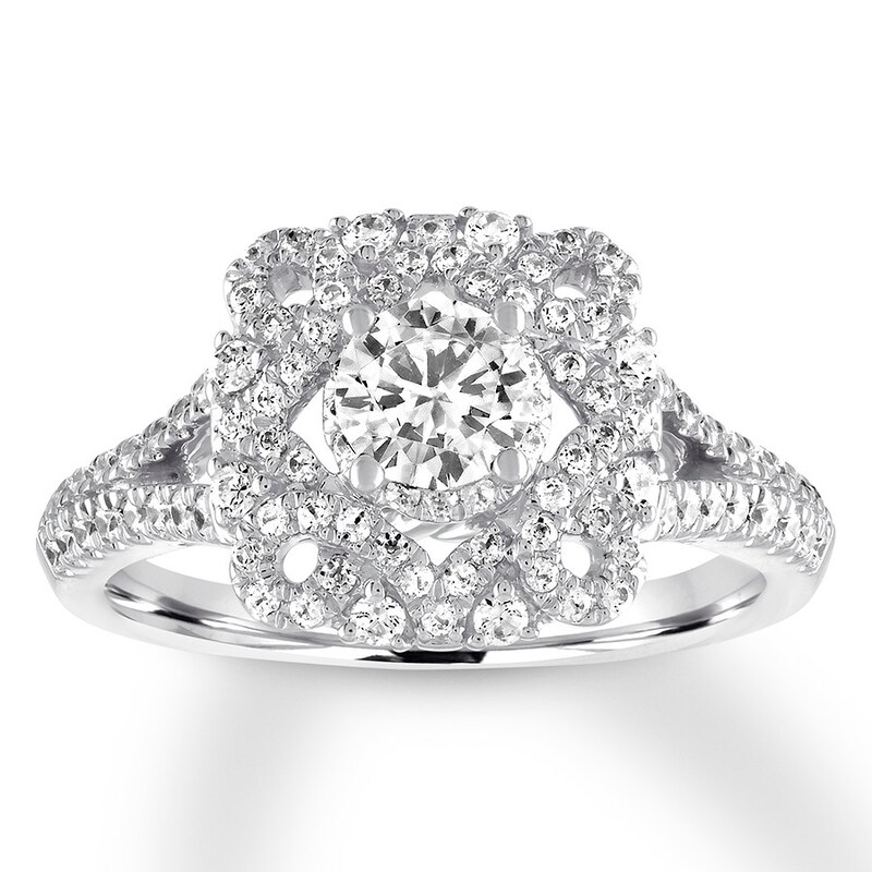 Diamond Engagement Ring 7/8 ct tw Round-cut 14K White Gold