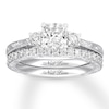 Thumbnail Image 1 of Neil Lane Diamond Bridal Set 1-5/8 ct tw Cushion & Round-cut 14K White Gold