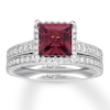 Thumbnail Image 1 of Neil Lane Princess-Cut Garnet Bridal Set 7/8 ct tw Diamonds 14K White Gold