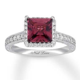 Neil Lane Square-cut Garnet Engagement Ring 5/8 ct tw Diamonds 14K Gold