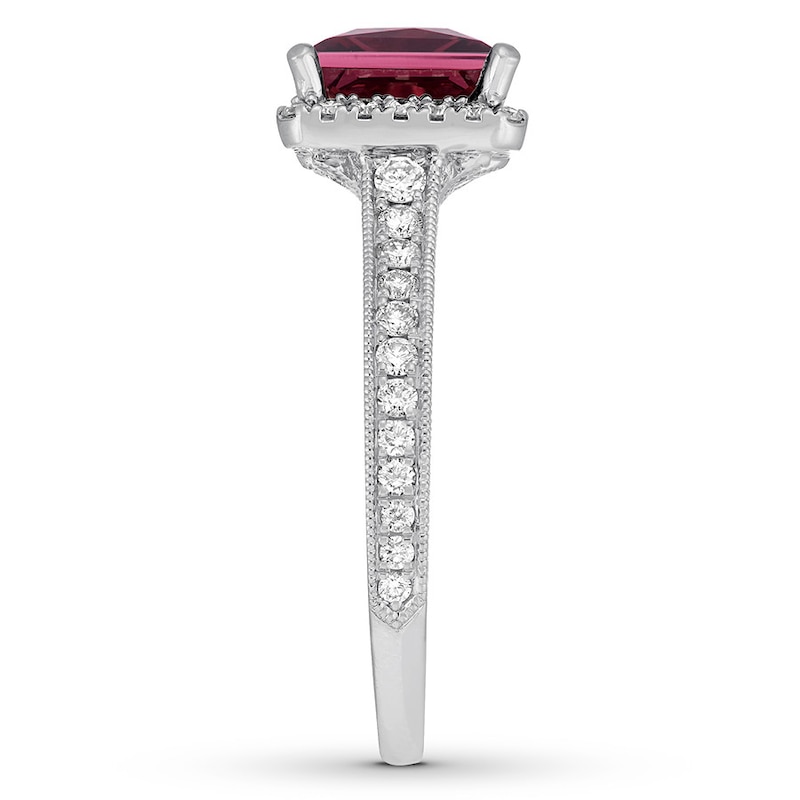 Main Image 3 of Neil Lane Square-cut Garnet Engagement Ring 5/8 ct tw Diamonds 14K Gold