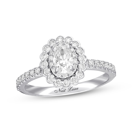 Neil Lane Oval-Shaped Diamond Engagement Ring 7/8 ct tw 14K White Gold