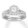 Thumbnail Image 1 of Neil Lane Diamond Bridal Set 1 ct tw Cushion & Round-cut 14K White Gold