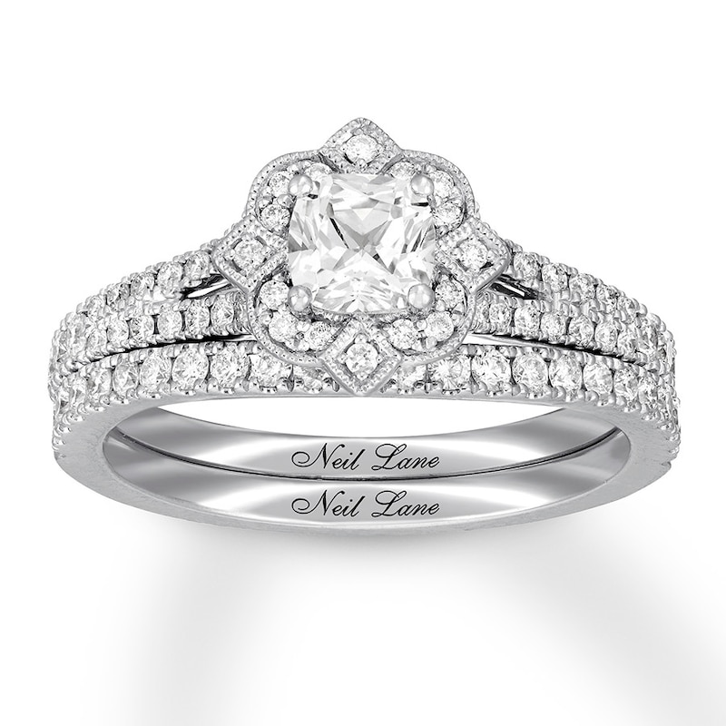 Main Image 1 of Neil Lane Diamond Bridal Set 1 ct tw Cushion & Round-cut 14K White Gold