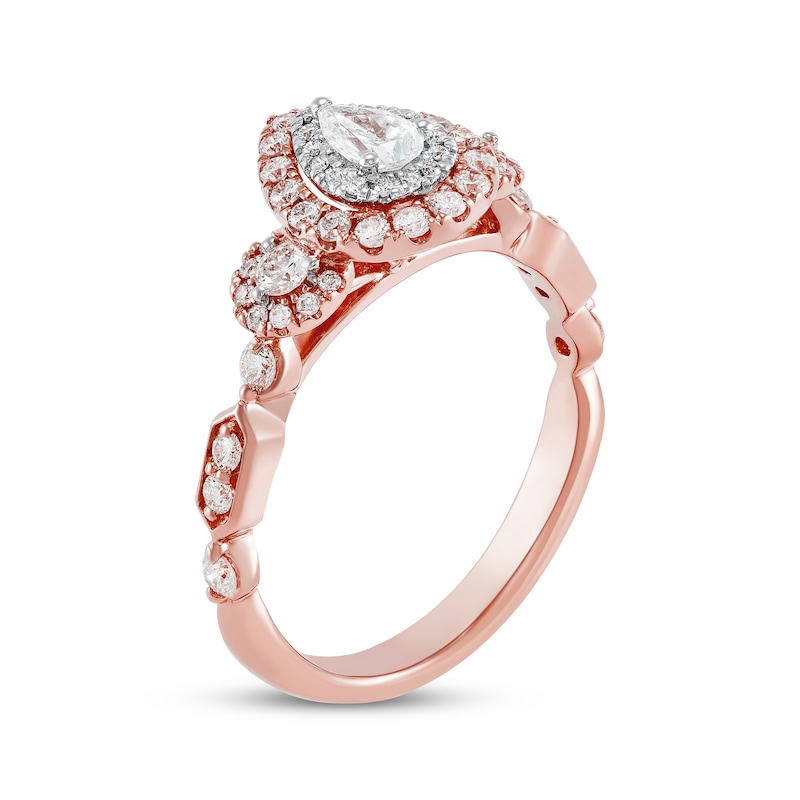 Main Image 2 of Diamond Engagement Ring 3/4 ct tw Pear & Round-Cut 14K Rose Gold