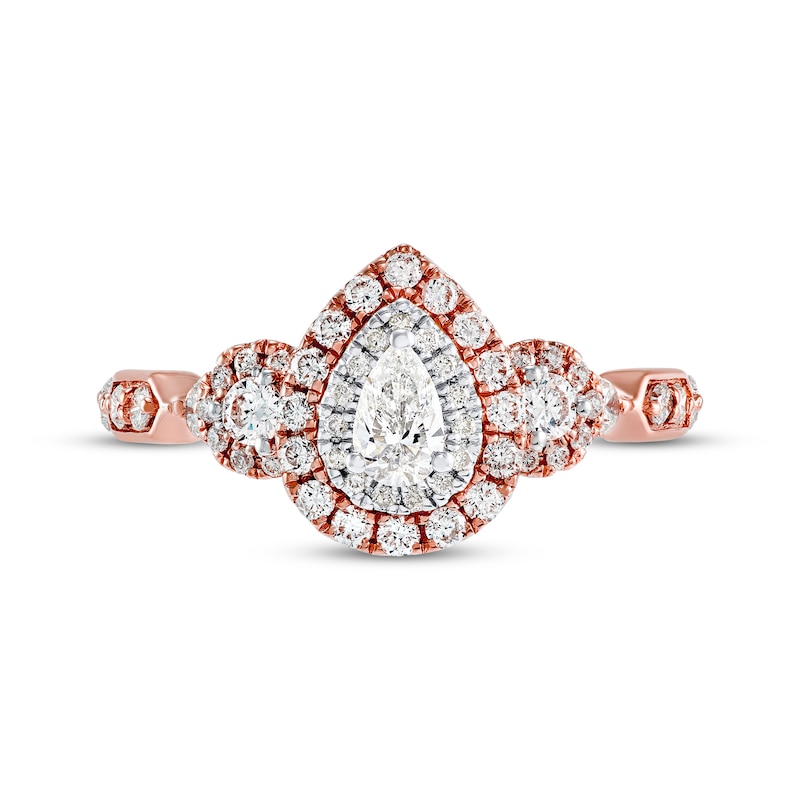 Main Image 3 of Diamond Engagement Ring 3/4 ct tw Pear & Round-Cut 14K Rose Gold