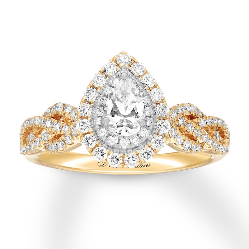 Neil Lane Bridal Ring 7/8 ct tw Pear-Shaped Diamonds 14K Two-Tone Gold with 360
