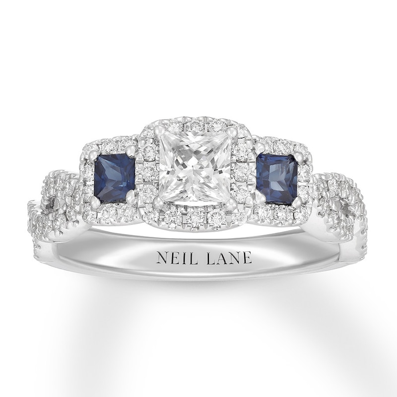 Neil Lane Diamond/Sapphire Engagement Ring 7/8 ct tw 14K Gold