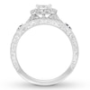 Thumbnail Image 2 of Neil Lane Blue Sapphire & Diamond Bridal Set 1-1/8 ct tw Cushion & Round-cut 14K White Gold