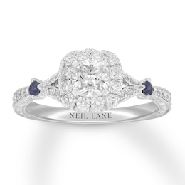 Neil Lane Diamond Cushion & Round-cut Engagement Ring 7/8 ct tw 14K White Gold