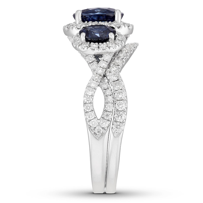 Neil Lane Sapphire Bridal Set 5/8 ct tw Diamonds 14K White Gold