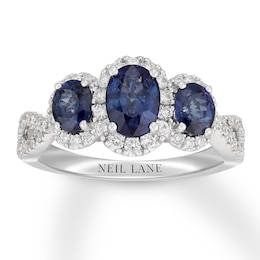 Neil Lane Sapphire Engagement Ring 1/2 ct tw Diamonds 14K White Gold