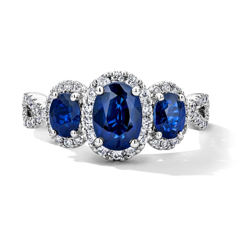 Main Image 3 of Neil Lane Sapphire Engagement Ring 1/2 ct tw Diamonds 14K White Gold