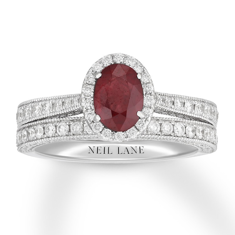 Main Image 1 of Neil Lane Ruby Bridal Set 7/8 ct tw Diamonds 14K White Gold