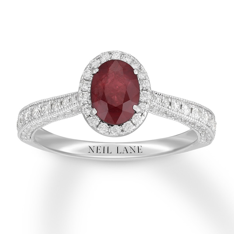 Two Row Diamond and Ruby Wedding Anniversary Ring in 14k Gold