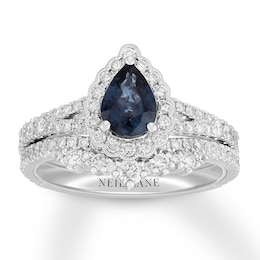 Neil Lane Sapphire Bridal Set 3/4 ct tw Diamonds 14K White Gold