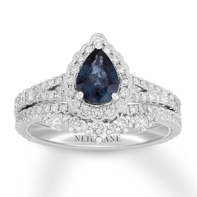 Main Image 1 of Neil Lane Sapphire Bridal Set 3/4 ct tw Diamonds 14K White Gold