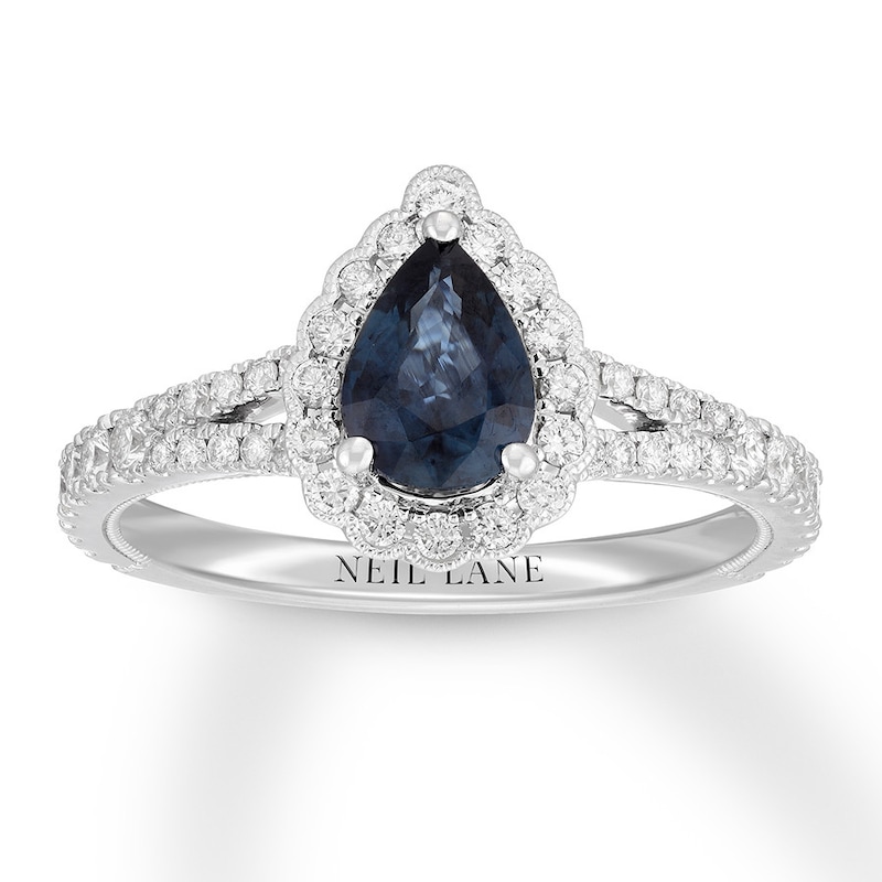 Neil Lane Sapphire Engagement Ring 1/2 ct tw Diamonds 14K White Gold