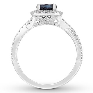 Neil Lane Sapphire Engagement Ring 5/8 ct tw Diamonds 14K Gold | Halo ...