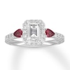 Thumbnail Image 0 of Neil Lane Diamond & Ruby Engagement Ring 1-1/8 ct tw Emerald, Pear & Round-cut 14K White Gold