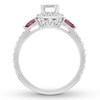 Thumbnail Image 1 of Neil Lane Diamond & Ruby Engagement Ring 1-1/8 ct tw Emerald, Pear & Round-cut 14K White Gold