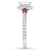 Thumbnail Image 2 of Neil Lane Diamond & Ruby Engagement Ring 1-1/8 ct tw Emerald, Pear & Round-cut 14K White Gold