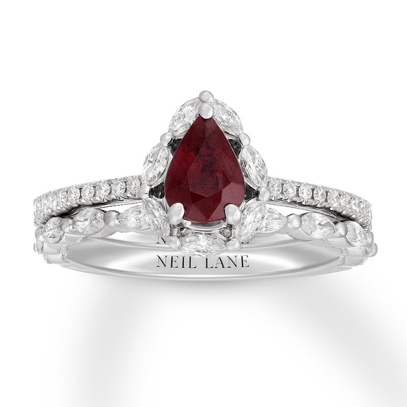 Main Image 1 of Neil Lane Ruby Bridal Set 5/8 ct tw Diamonds 14K White Gold