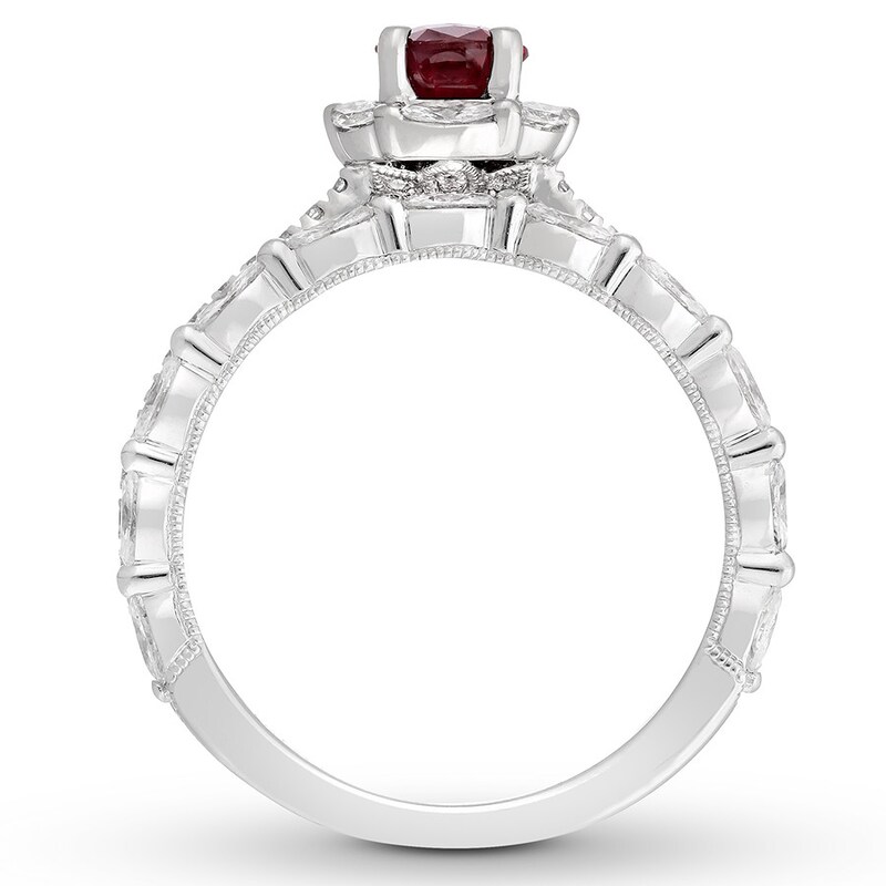 Neil Lane Ruby Bridal Set 5/8 ct tw Diamonds 14K White Gold