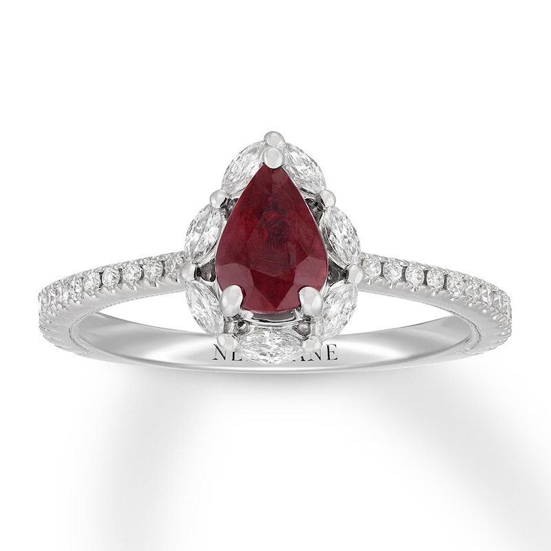 Main Image 4 of Neil Lane Ruby Engagement Ring 3/8 cttw Diamonds 14K White Gold