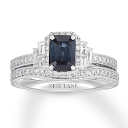 Neil Lane Sapphire Bridal Set 5/8 ct tw Diamonds 14K White Gold