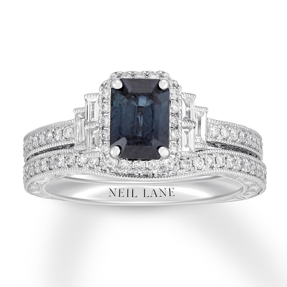 Neil Lane Sapphire Bridal Set 5/8 ct tw Diamonds 14K White Gold