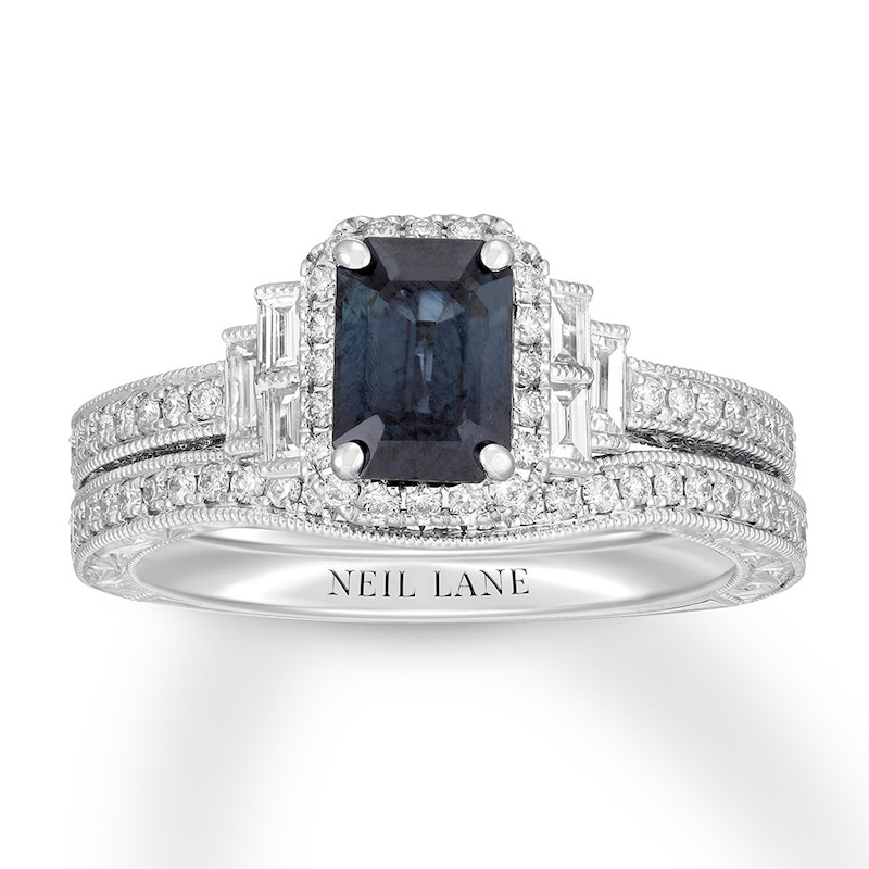 Main Image 1 of Neil Lane Sapphire Bridal Set 5/8 ct tw Diamonds 14K White Gold