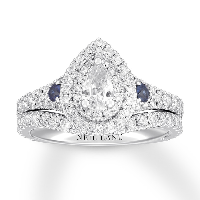 Main Image 1 of Neil Lane Diamond & Sapphire Bridal Set 1-1/3 ct tw 14K White Gold