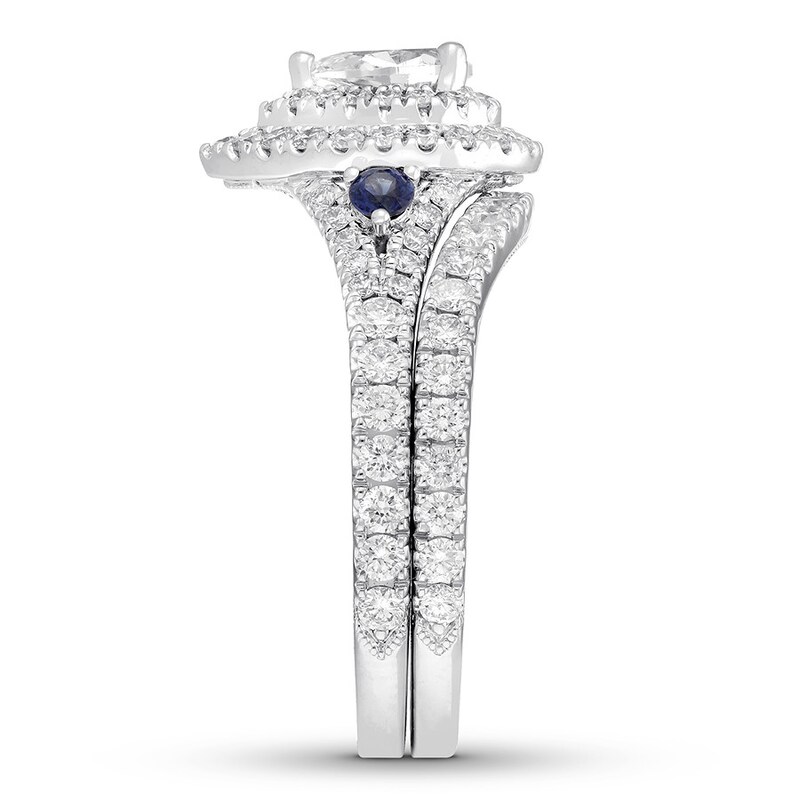 Main Image 3 of Neil Lane Diamond & Sapphire Bridal Set 1-1/3 ct tw 14K White Gold